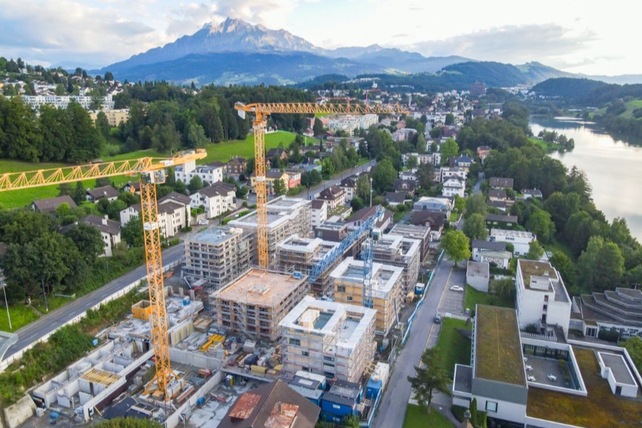 Luftaufnahme der Baustelle St. Klemens in Ebikon