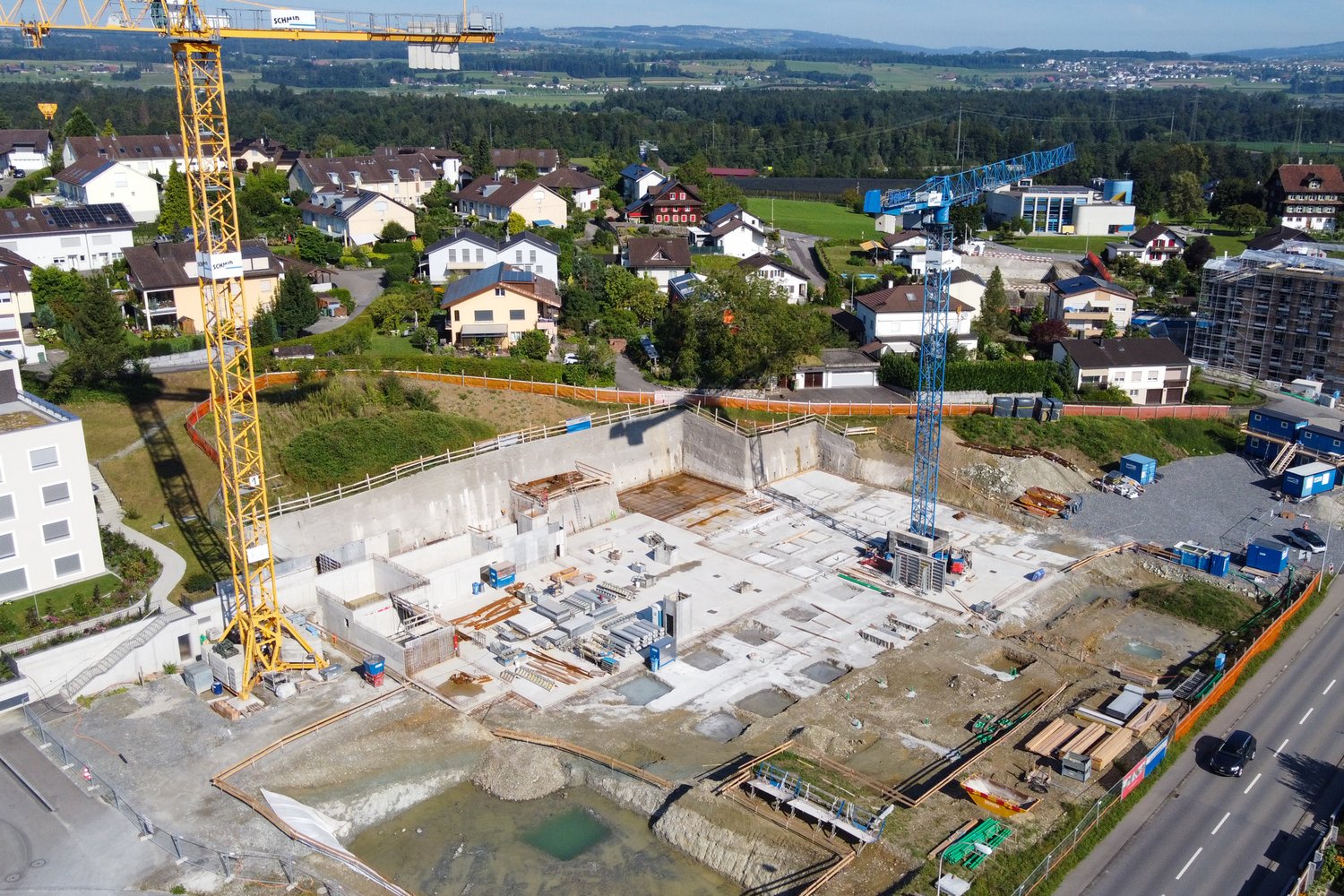 Luftaufnahme der Baustelle Leumatt 3 in Buchrain