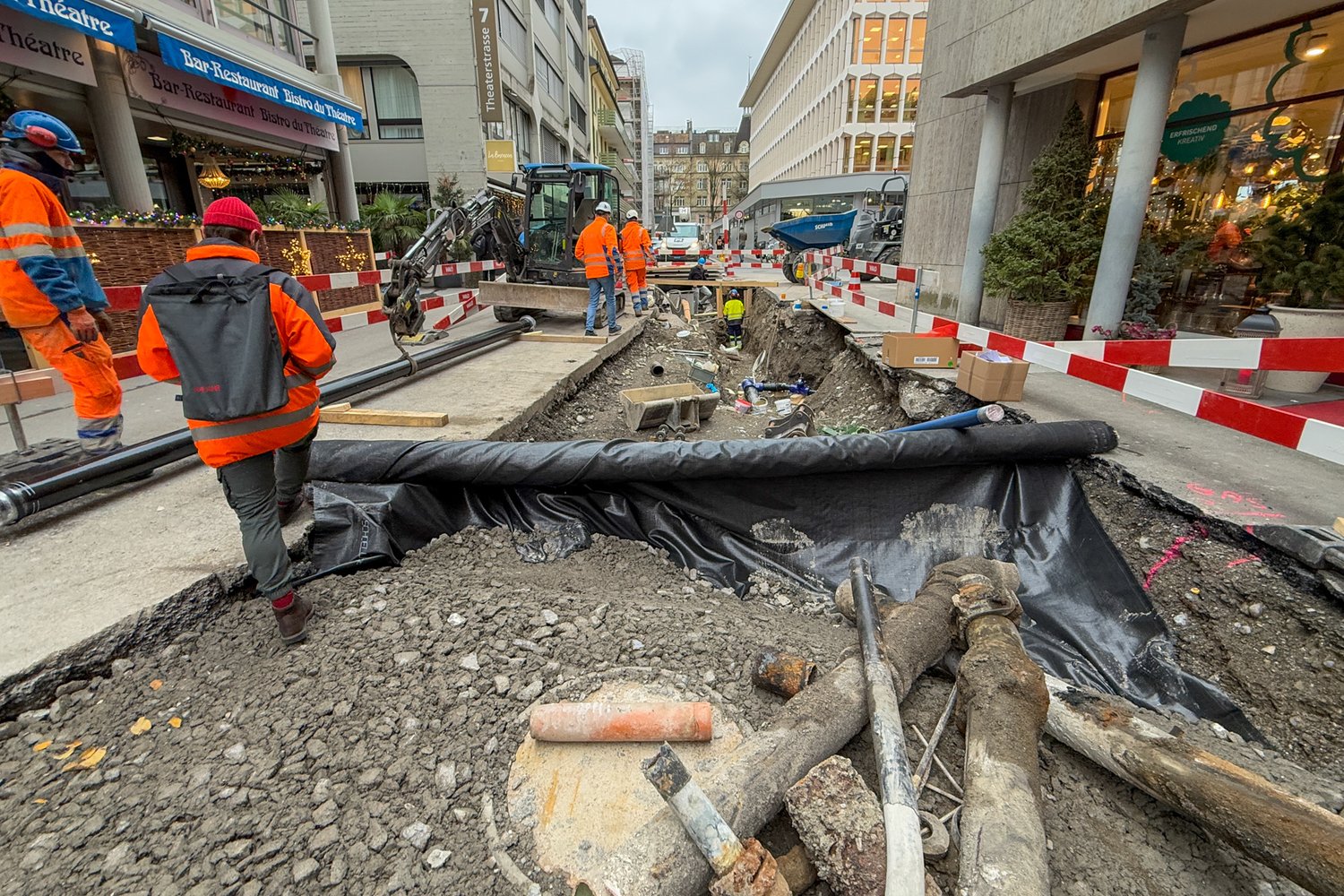 Sanierungsarbeiten an der Bahnhofstrasse in Luzern