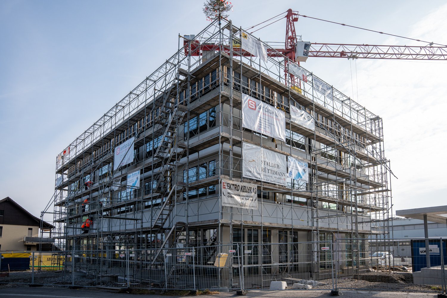 Fassade beim Neubau Schulhaus in Merenschwand