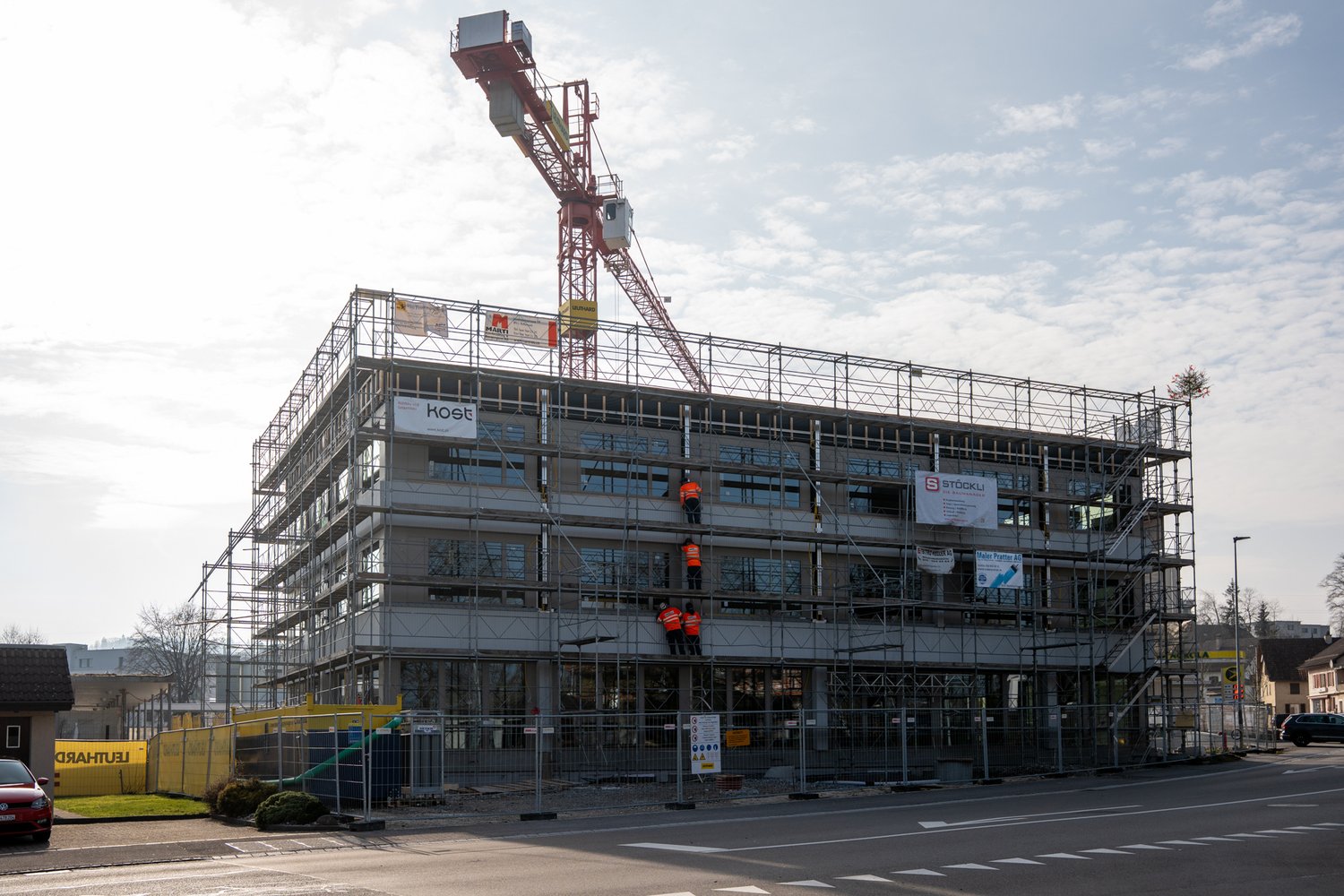 Fassade beim Neubau Schulhaus in Merenschwand