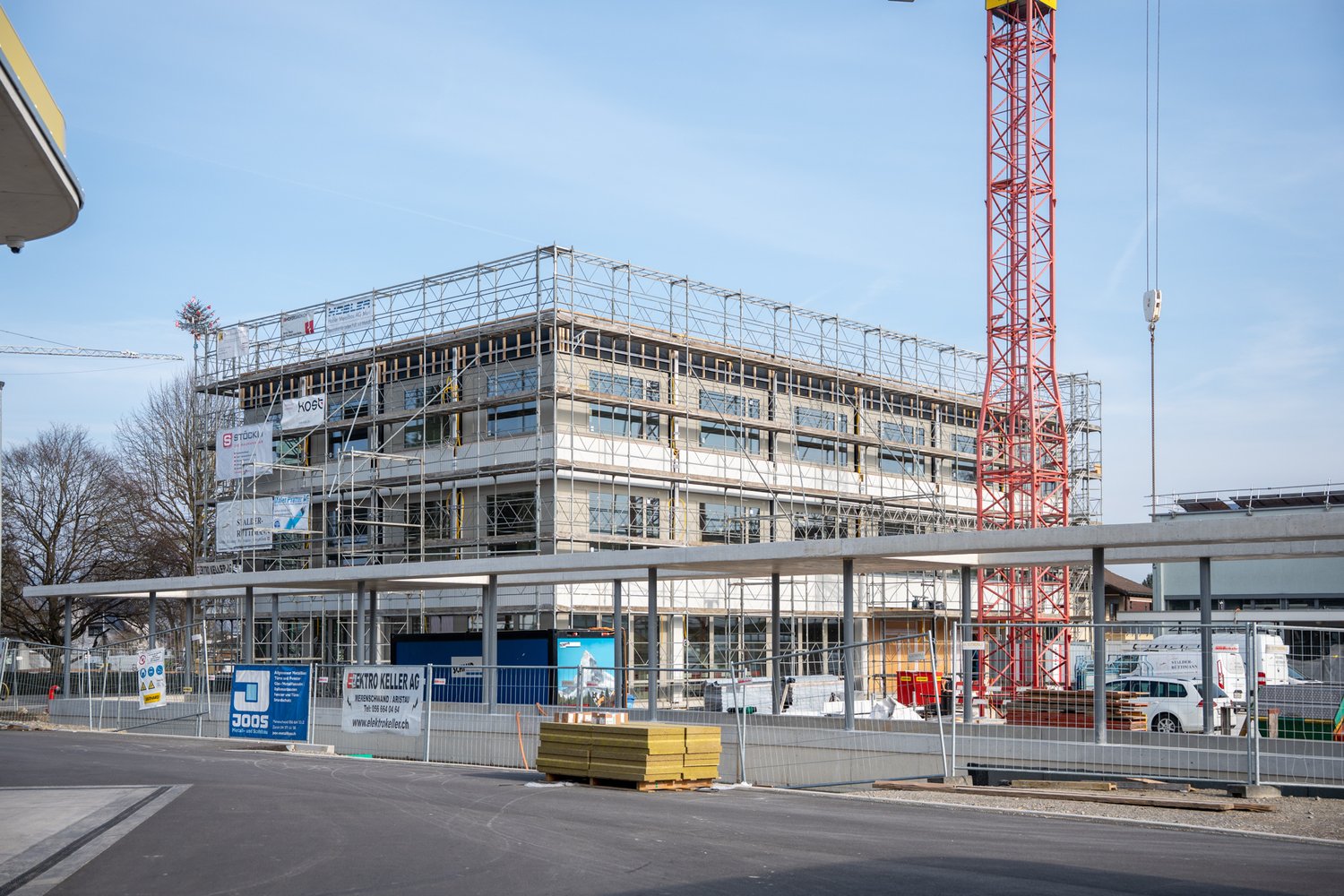 Fassade beim Neubau Schulhaus in Merenschwand