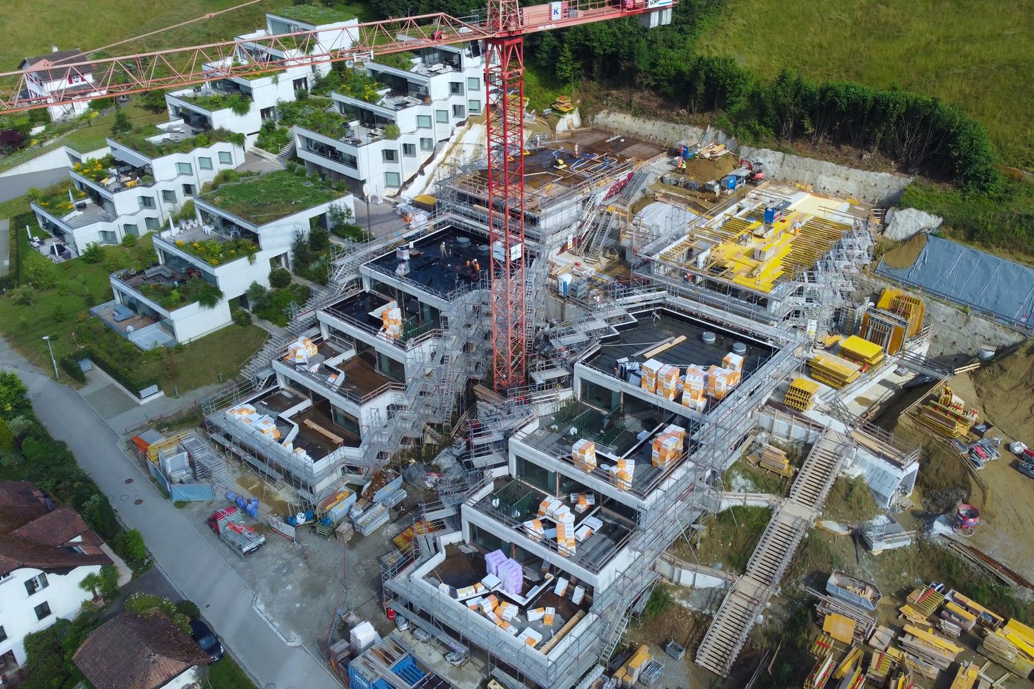 Luftaufnahmen von der Baustelle Sommerhalde in Uerkheim